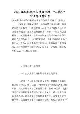 20xx年縣供銷合作社聯合社工作總結及20xx年工作計劃